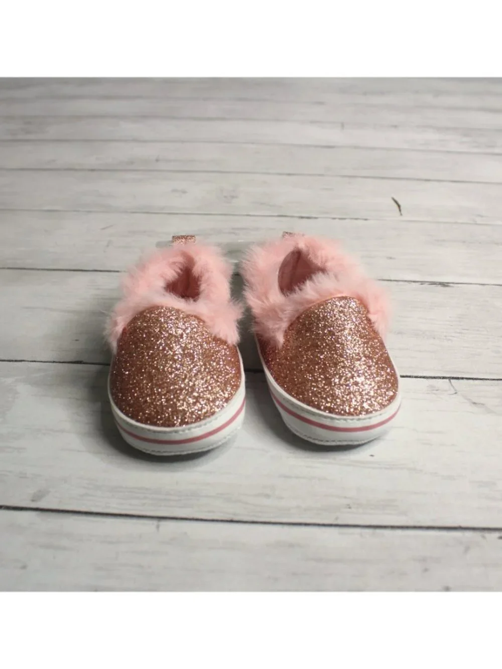 Little Me Baby Girl's Size 2 Glitter Shoes Faux Fur
